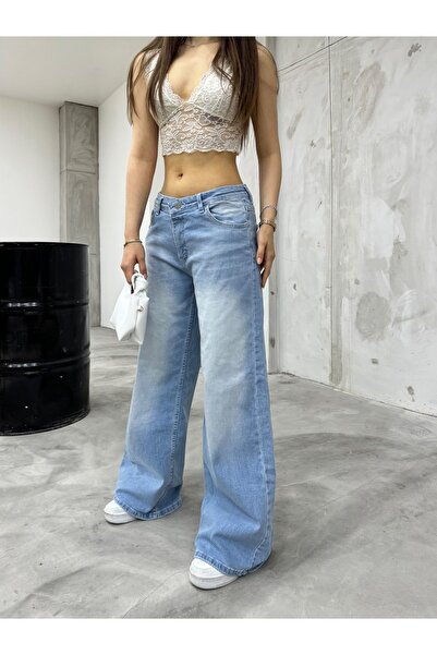 BİKELİFE Loose Cut Women's Jeans - Pale Effect Straight Fit