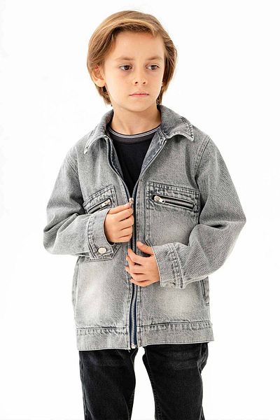 Gold Class Kidswear Момчешко дънково яке с двоен джоб и цип на гърдите