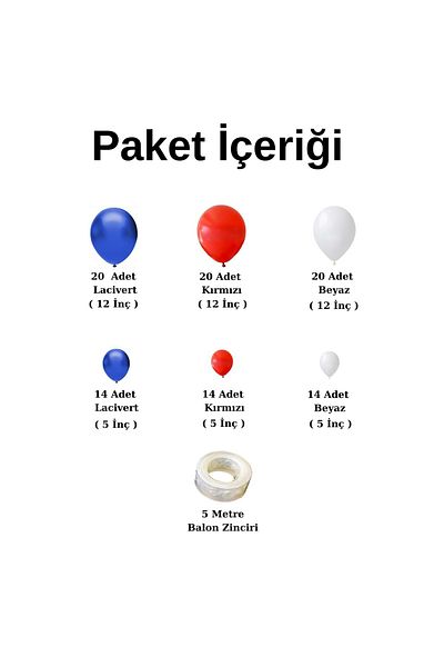 Organizasyon Pazarı مجموعة من 100 سلسلة بالونات باللون الأزرق الداكن والأحمر والأبيض