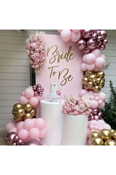 Organizasyon Pazarı Balon Seti Pembe-Krom Rose Gold-Krom Gold 100 Lü Balon Zi...
