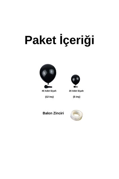 Organizasyon Pazarı Pastel Black Balloon Set - Chain of 60