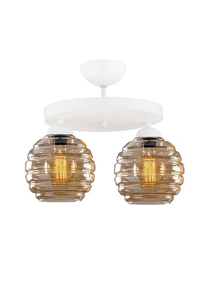 Lambadar Modern Honey Glass Model Double Round Plafonier Chandelier Living Room Kitchen Bedroom Hall