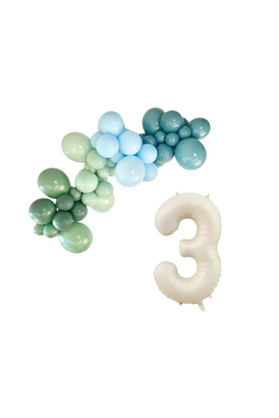 Organizasyon Pazarı مجموعة بالونات A.Blue Foil - 3 34 بوصة كريمي، 30 قطعة، دي...