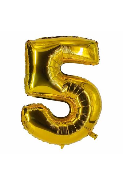 Organizasyon Pazarı 34 inch 5 Gold Color Number Foil Balloon