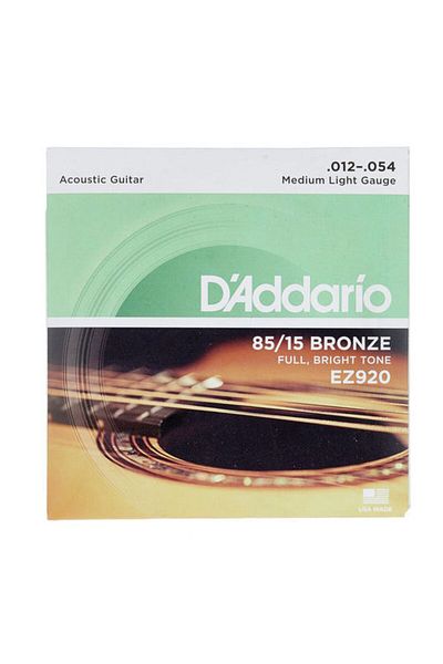 Daddario Ez920 Acoustic Guitar String Set, 85/15 Bronze, Medium Light D'Addario Ez920, 85/15 Bronze - Me