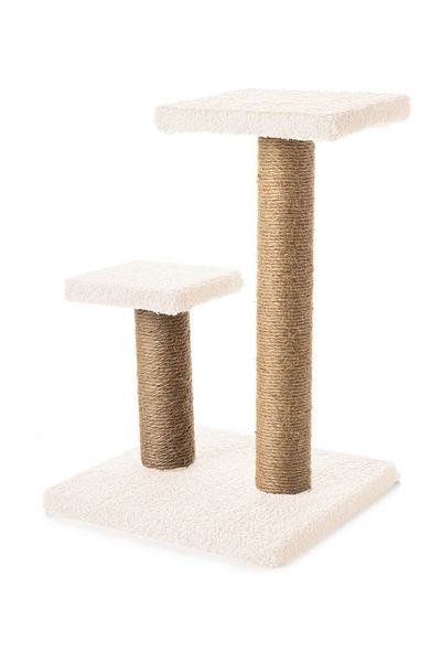 BEYLİNİ Cat Scratch Board - 2-Piece Plush Fabric, Erasable Disassembled, 42cm, 2-Step Jumping and Scratching (Cream)