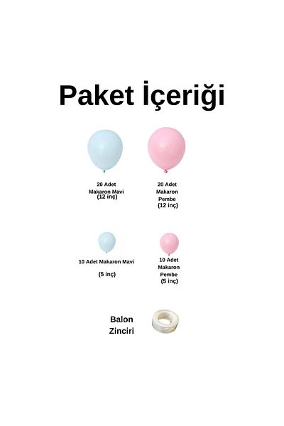 Organizasyon Pazarı 60 Pieces Macaron Pink and Blue Balloon Chain Set