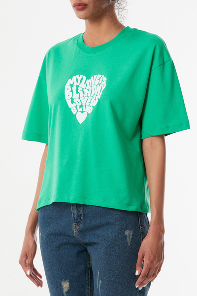 Fulla Moda T-shirt z nadrukiem i okrągłym dekoltem