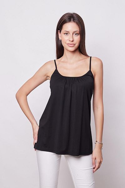 Jument Rope Strap Black T-shirt Blouse - Span Blended, Drawstring Fabric