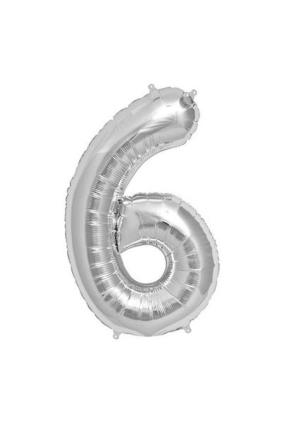Organizasyon Pazarı 34 inch 6 Silver Color Number Foil Balloon