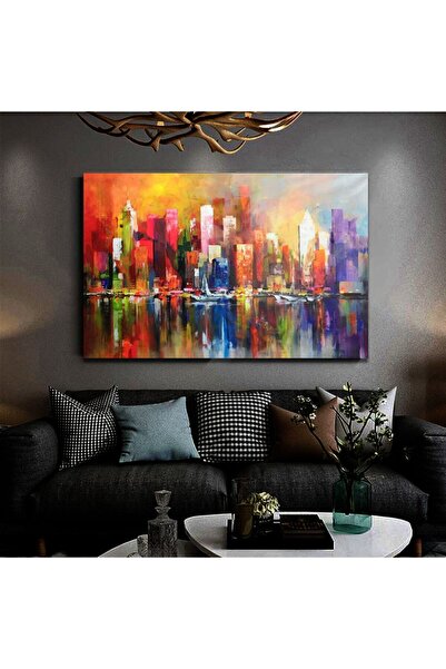 Limitless Design Siluetă a peisajului urban cu aspect de pictură în ulei, imp...