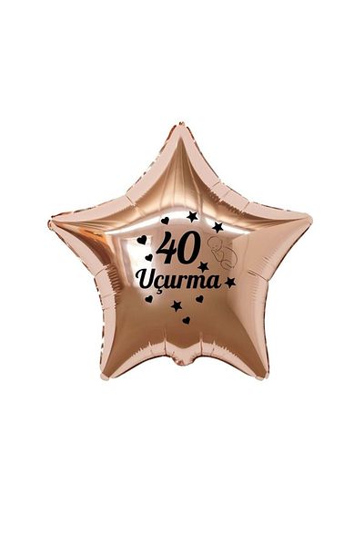 Organizasyon Pazarı 18 Inch Rose Gold Color Baby Figured 40 Fly Themed Star Foil Balloon