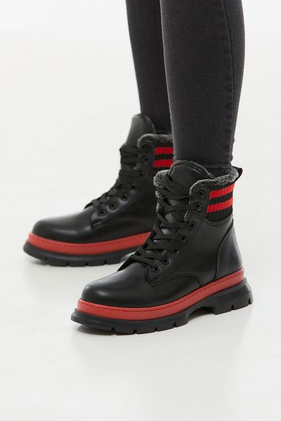 Fulla Moda Faux Leather Lace Up Boots