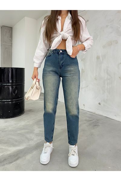 BİKELİFE Flexible/Lycra-Mom-Jeans mit hoher Taille für Damen