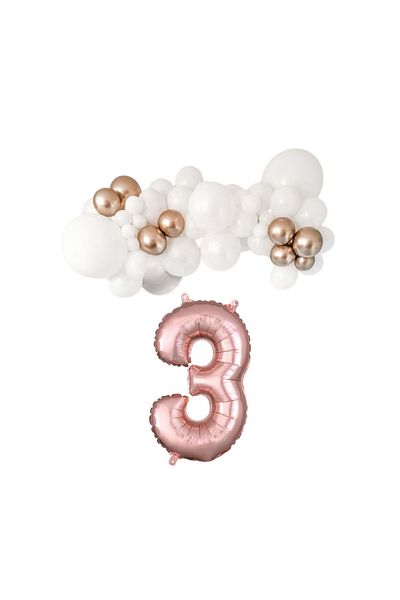 Organizasyon Pazarı White-Chrome Rose Gold Balloon Set - 3 34-Inch, 30-Piece Foil Chain