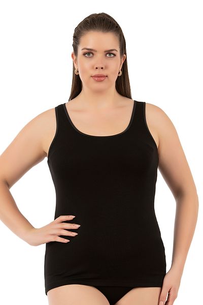 ÖZKAN underwear Özkan 25922 Γυναικείο πλεκτό εσώρουχο βισκόζης ελαστικό μαλακό χοντρό λουράκι με στρογγυλή λαιμόκοψη