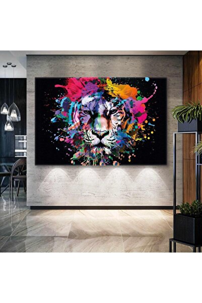 Limitless Design Εικονογράφηση κεφαλής τίγρης από πιτσιλιές βαφής Οριζόντια ε...