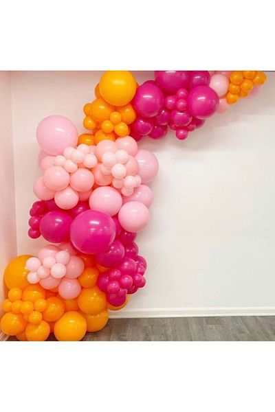 Organizasyon Pazarı 60 Pieces Pink Balloon Set - Peach, Fuchsia and Macaron Chain