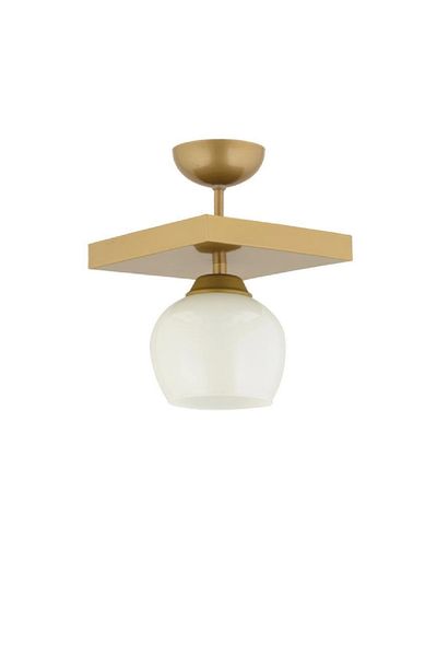 Lambadar Modern White Glass Model Single Square Plafonier Chandelier Living Room Kitchen Bedroom Hall