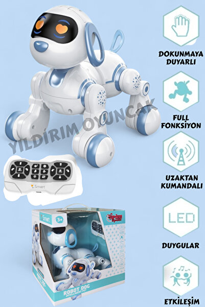 YILDIRIM OYUNCAK Uzaktan Kumandalı İnteraktif Şarjlı Akıllı Köpek-Full Fonksiyon Dokunmaya Duyarlı Sesli Işıklı Köpek