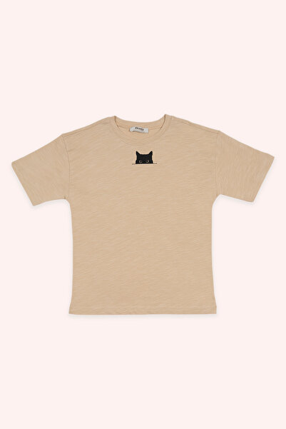 Panço Erkek Çocuk Baskı Detaylı Bej Tişört
