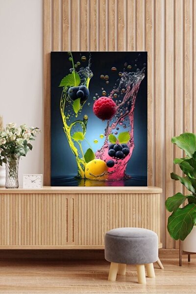 Limitless Design Dancing with Fruits Themed Decorative Hd Print Canvas Painti...