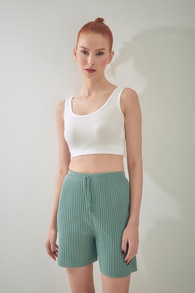 Fulla Moda Χτενισμένο βαμβακερό σορτς με κορδόνι