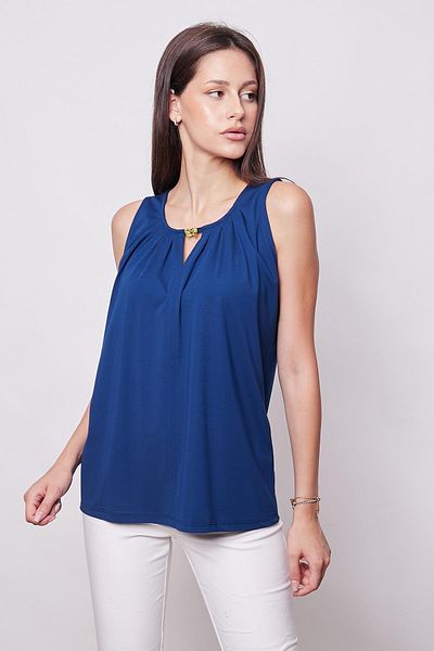 Jument Μπλούζα μπλουζάκι Navy Blue για Γυναικεία - Αντιρυτιδική, Μικτή Σπάνια, Φαρδύ λαιμόκοψη, Πλισέ λαιμόκοψη και αξεσουάρ