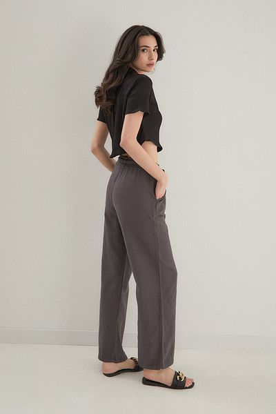 Fulla Moda High Waist Palazzo Linen Trousers