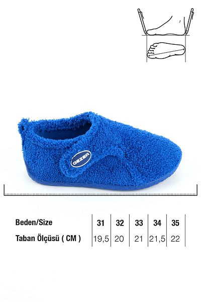 GEZER Kışlık Erkek Çocuk Peluşlu Rahat Taban Cırt Cırtlı Ayarlanabilir Ev Okul Kreş Panduf Ayakkabı