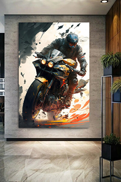 Limitless Design FAST MOTORCYCLIST HD ABSTRACT HD Print Canvas Art