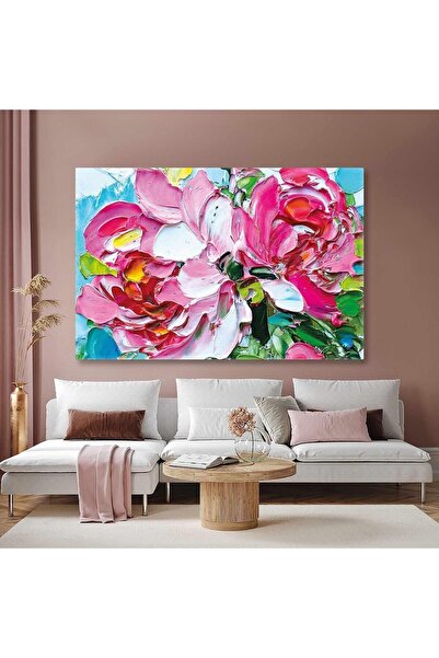 Limitless Design Buchet de trandafiri roz, urme de pensule, pictură decorativ...