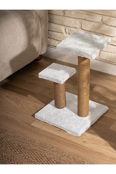 BEYLİNİ 2-Piece Plush Fabric Cat Scratch Kit - Erasable Disassembled, 42cm, 2-Step White Jump and Scratch