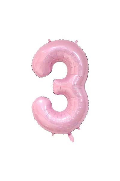 Organizasyon Pazarı 34 inch 3 Light Pink Color Number Foil Balloon