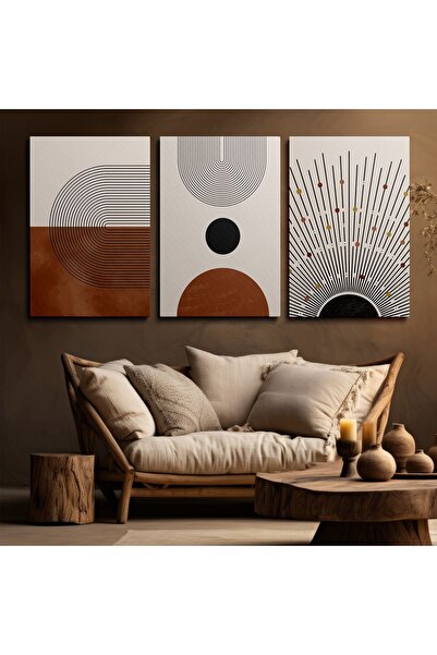 TosbArt 3'lü Set Kanvas Sanat Tablosu Dijital Baskı Dikey Canvas Tablo Boho K...