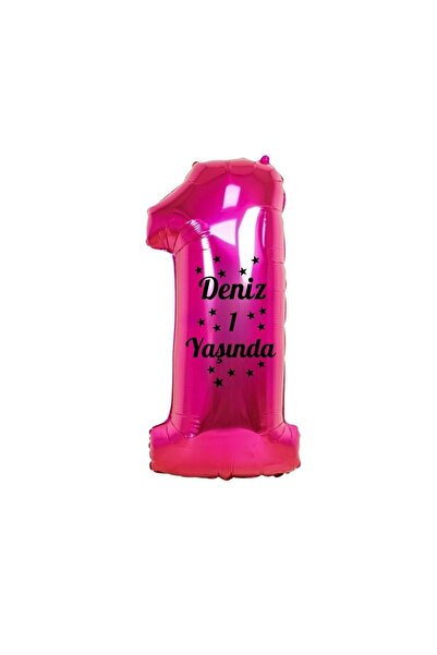 Organizasyon Pazarı 34 inç 1 Pembe Renk Kişiye Özel 1 Yaşında Yazılı Rakam Fo...