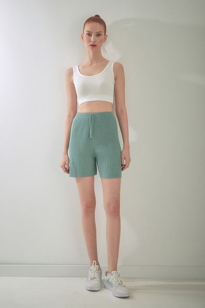 Fulla Moda Χτενισμένο βαμβακερό σορτς με κορδόνι