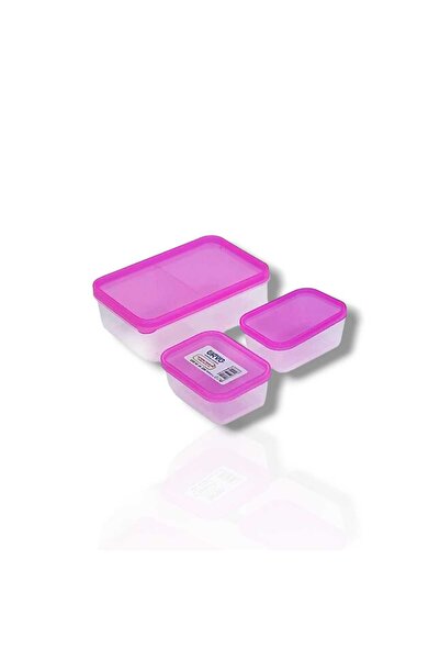URVE Üçlü Bölmeli Saklama Kabı PEMBE