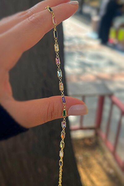 Erer Gümüş Gümüş altın kaplama renkli taşlı bileklik cm56e232