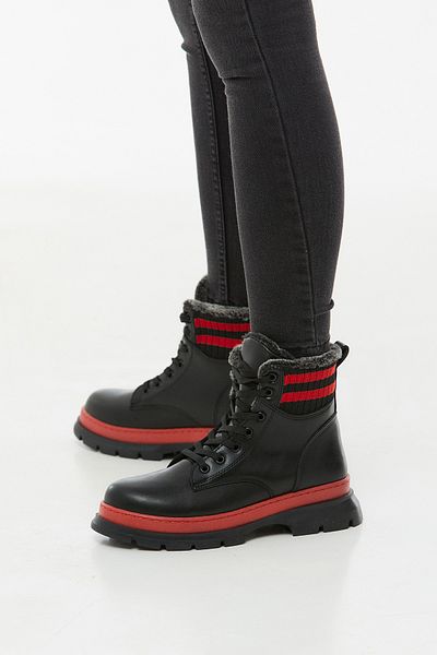 Fulla Moda Faux Leather Lace Up Boots