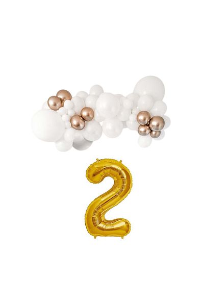 Organizasyon Pazarı Rose Gold 30 Piece Balloon Chain Set - White and Chrome 2 34inch Gold Foil