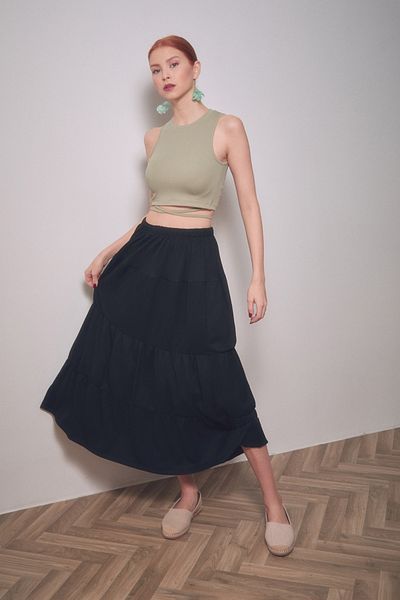 Fulla Moda Μακριά φούστα με ελαστική μέση από τυλιγμένο ύφασμα