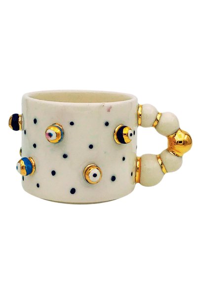 SeraSelin 24 Carat Gold Decorated, Handmade Evil Eye Embossed Mug, Evil Eye Mug, Evil Eye Mug, Evil Eye Cup