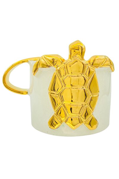 SeraSelin 24 Carat Gold Embroidered Turtle Embossed, Handmade Mug 220 Ml