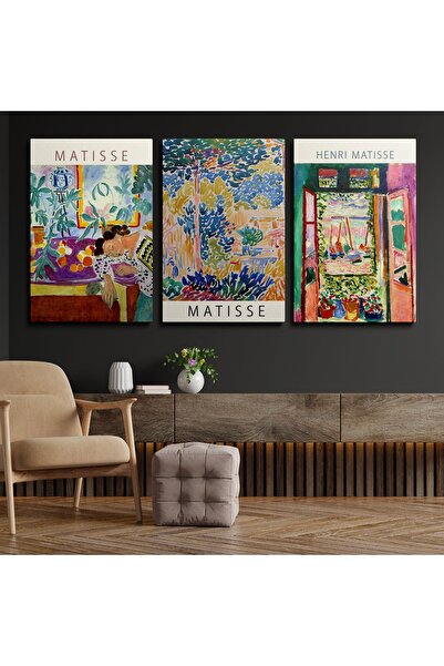 TosbArt 3'lü Set Kanvas Sanat Tablosu Canvas Dijital Baskı Dikey Tablo Boho K...