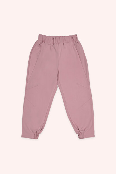 Panço Kız Çocuk Pembe Beli Lastikli Örme Pantolon