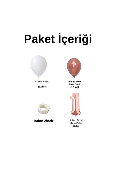 Organizasyon Pazarı Rose Gold Foil 30 Piece Balloon Chain Set - 1 34inch White-chrome