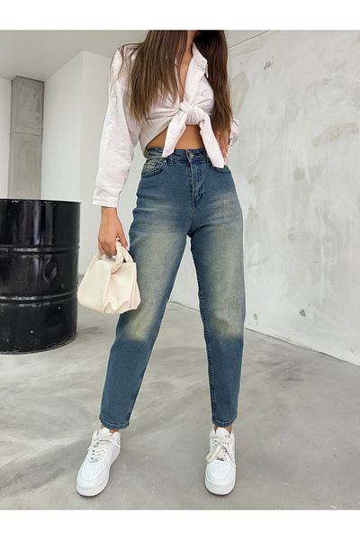 BİKELİFE Flexible/Lycra-Mom-Jeans mit hoher Taille für Damen