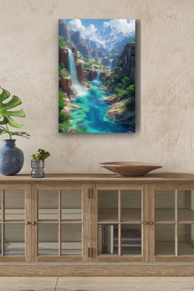 Limitless Design Naturalistički tekući vodopadi, uljana slika na platnu u HD ...