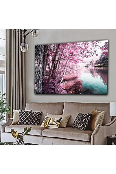 Limitless Design Arborele Sakura cu vedere la lac | Tablou pe pânză cu imprim...